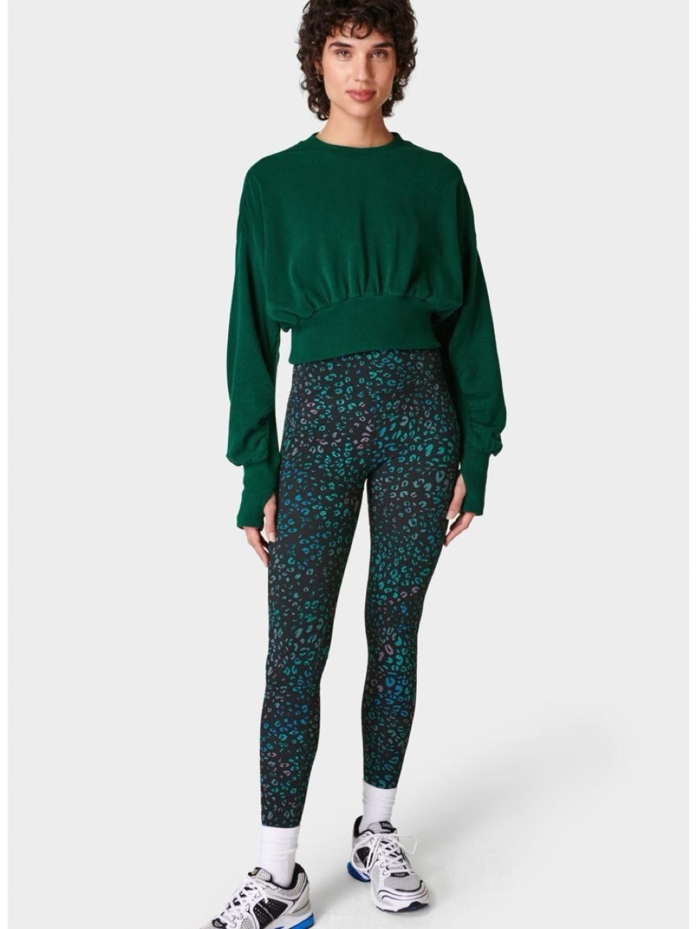 Sweaty Betty Delight Crop Fleece Sweatshirt in Hunter Green Size Large